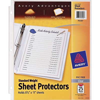 Business Source Clear Heavyweight Sheet Protectors, 3 Ring, 100/Box