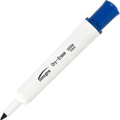 Wet Erase Markers, Chisel, White, 4/Pack