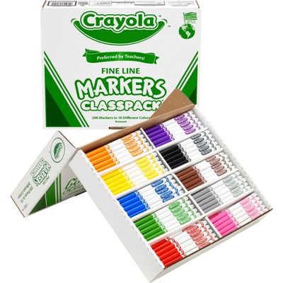 Crayola Fine Line Classpack Markers, 200/Box | #MMCRAYFA200 ...