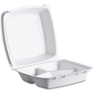 TAKE-OUT/ Container Large, 3 Comp, White 200/cs-Food Service – Croaker, Inc