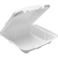 8 x 8 x 3 Foam Hinged Food Carryout Container - 1 Compartment