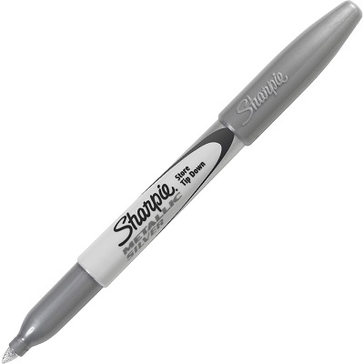 Sharpie Fine Point Permanent Marker, Metallic Silver, Pack of 12 at